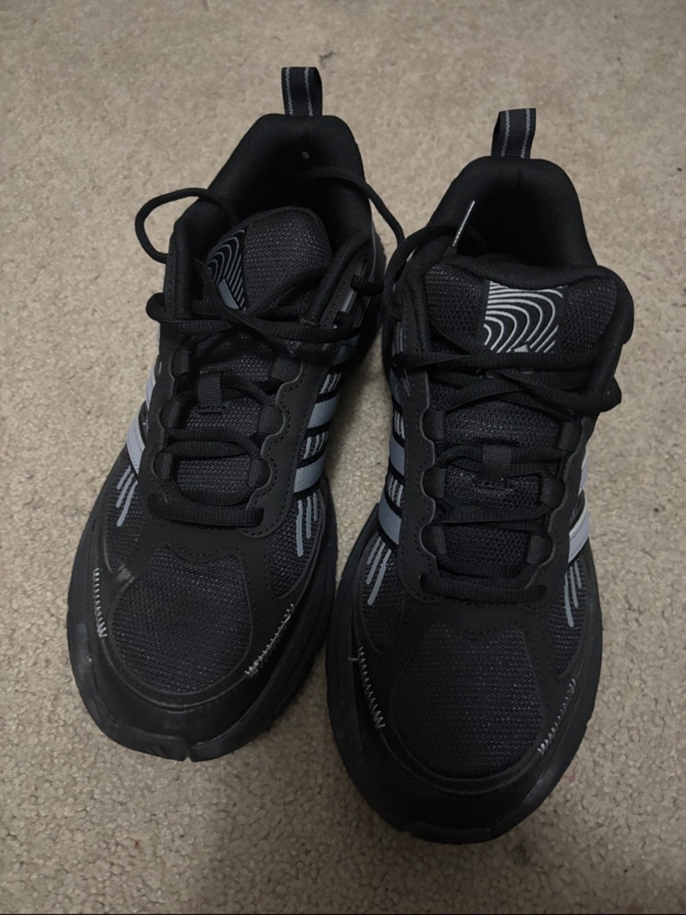 adidas unisex Black Athletic Sneakers with Gray Accents